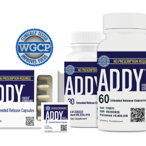 ADDY Focus: The Natural Clinically-Tested Solution for Enhanced Focus and Concentration – A bottle of ADDY Focus showcasing its natural, effective formula for boosting mental clarity and performance.