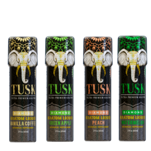 Tusk Diamond Extract Kratom Shot showcasing a 450mg bottle designed for intense effects and convenience, perfect for experienced users.