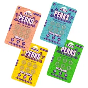 Dozo Perks 7-OH supplement with bold labels and fun colors.